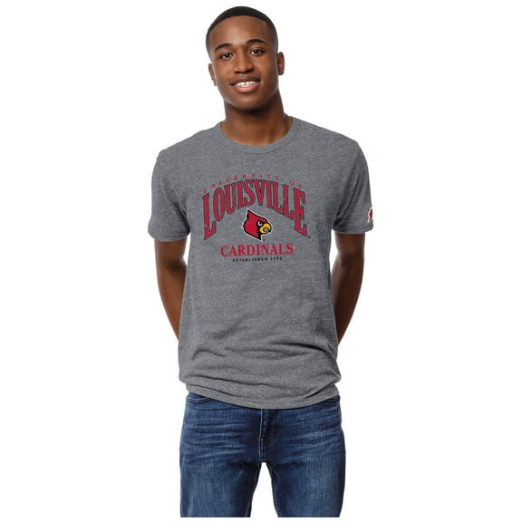 Men's League Collegiate Wear Heather Gray Louisville Cardinals Victory Falls Tri-Blend T-Shirt