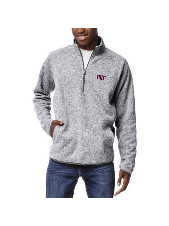 Men's League Collegiate Wear Heather Gray MIT Engineers Saranac Raglan Quarter-Zip Jacket