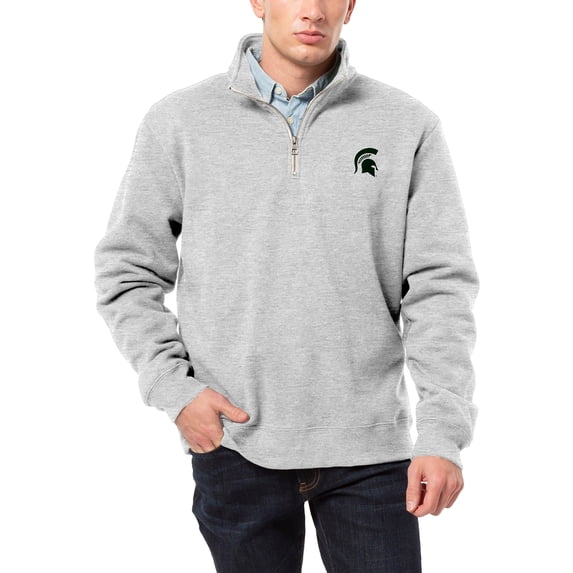 Men's League Collegiate Wear Heather Gray Michigan State Spartans Essentials 2.0 Fleece Quarter-Zip Jacket