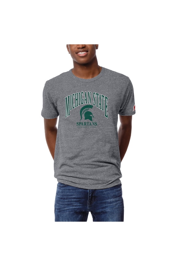 Men's League Collegiate Wear Heather Gray Michigan State Spartans Victory Falls Tri-Blend T-Shirt