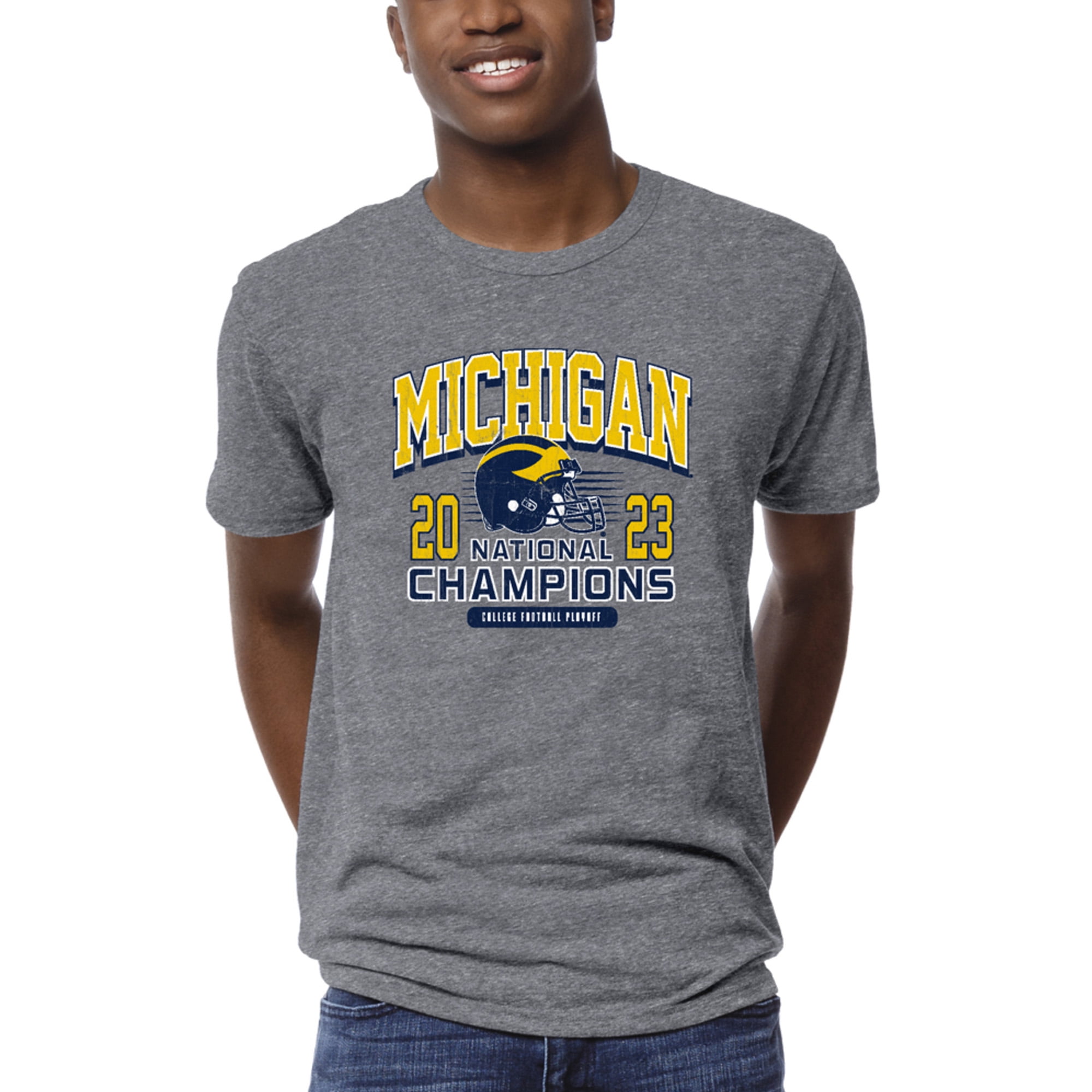 Men's League Collegiate Wear Heather Gray Michigan Wolverines College  Football Playoff 2023 National Champions Victory 