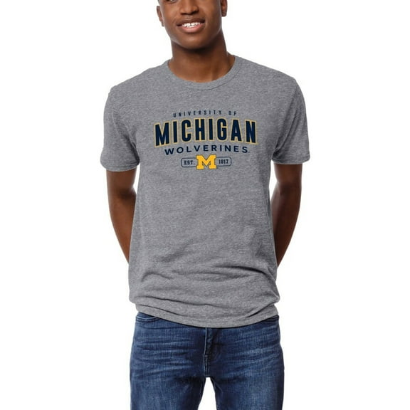Men's League Collegiate Wear Heather Gray Michigan Wolverines Victory Falls Tri-Blend T-Shirt