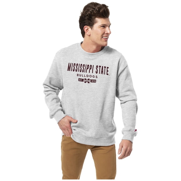 Men's-League Collegiate Wear Heather Gray Mississippi State Bulldogs Essentials 2.0 Pullover Sweatshirt