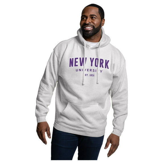 Men's-League Collegiate Wear Heather Gray NYU Violets Essentials 2.0 Fleece Pullover Hoodie