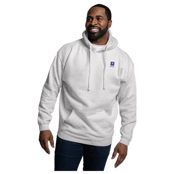 Men's-League Collegiate Wear Heather Gray NYU Violets Essentials 2.0 Fleece Pullover Hoodie