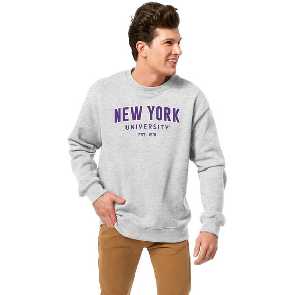 Men's-League Collegiate Wear  Heather Gray NYU Violets Essentials 2.0 Pullover Sweatshirt