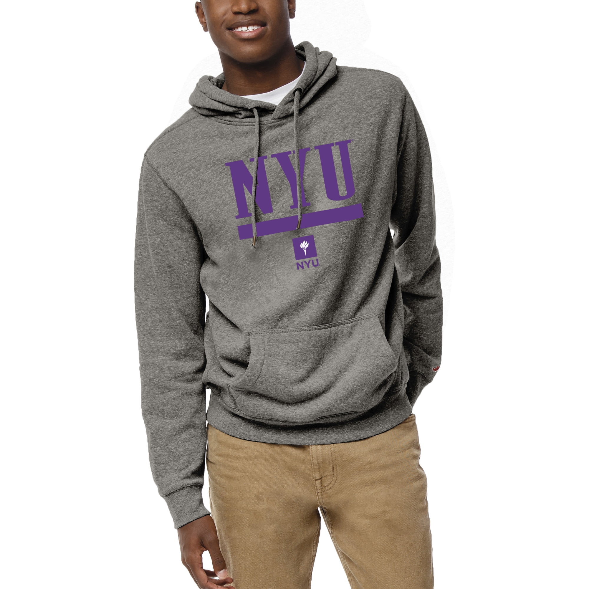 Men s League Collegiate Wear Heather Gray NYU Violets Heritage Tri Blend Pullover Hoodie Walmart
