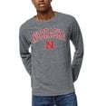 thumbnail image 1 of Men's League Collegiate Wear Heather Gray Nebraska Huskers 1965 Victory Falls Long Sleeve Tri-Blend T-Shirt, 1 of 1