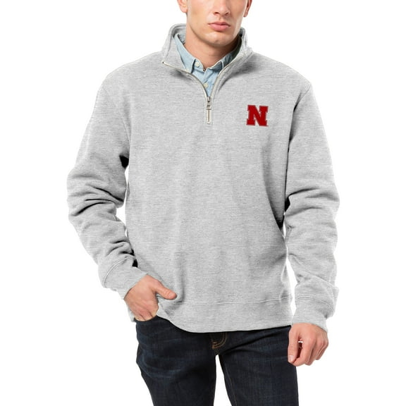 Men's League Collegiate Wear Heather Gray Nebraska Huskers Essentials 2.0 Fleece Quarter-Zip Jacket