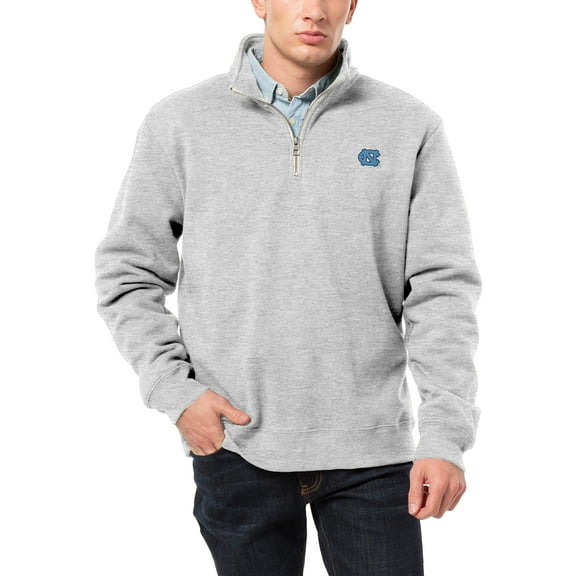 Men's League Collegiate Wear Heather Gray North Carolina Tar Heels Essentials 2.0 Fleece Quarter-Zip Jacket