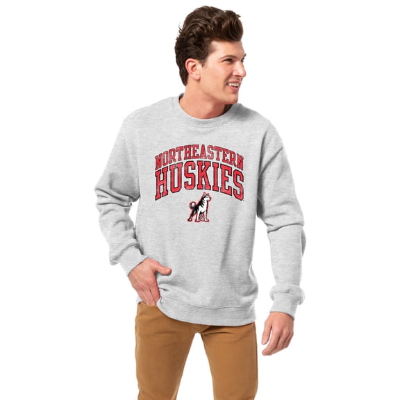 Men's League Collegiate Wear Heather Gray Northeastern Huskies Essentials 2.0 Fleece Pullover Sweatshirt