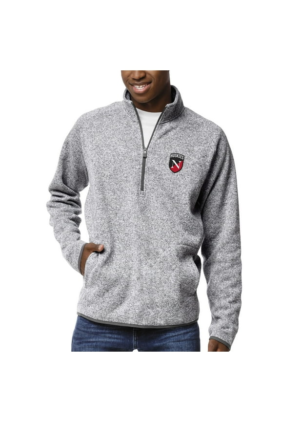 Men's League Collegiate Wear Heather Gray Northeastern Huskies Saranac Raglan Quarter-Zip Jacket