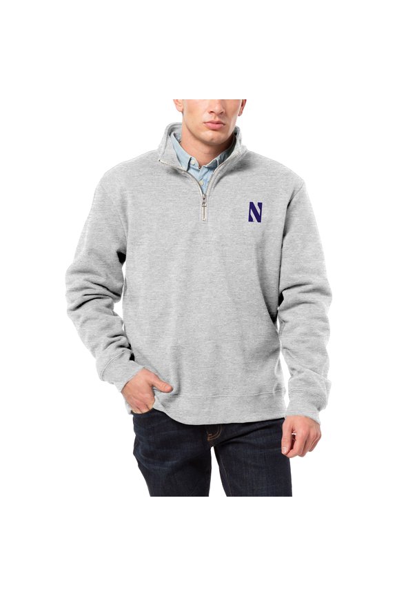 Men's League Collegiate Wear Heather Gray Northwestern Wildcats Essentials 2.0 Fleece Quarter-Zip Jacket
