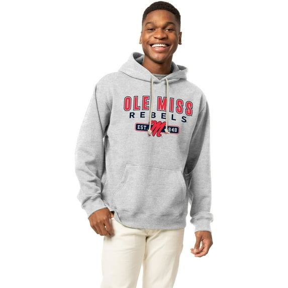 Men's-League Collegiate Wear Heather Gray Ole Miss Rebels Essentials 2.0 Fleece Pullover Hoodie