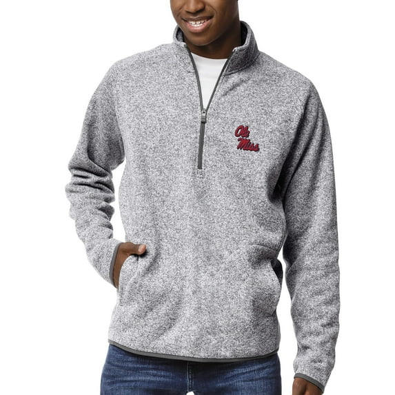 Men's League Collegiate Wear Heather Gray Ole Miss Rebels Saranac Raglan Quarter-Zip Jacket