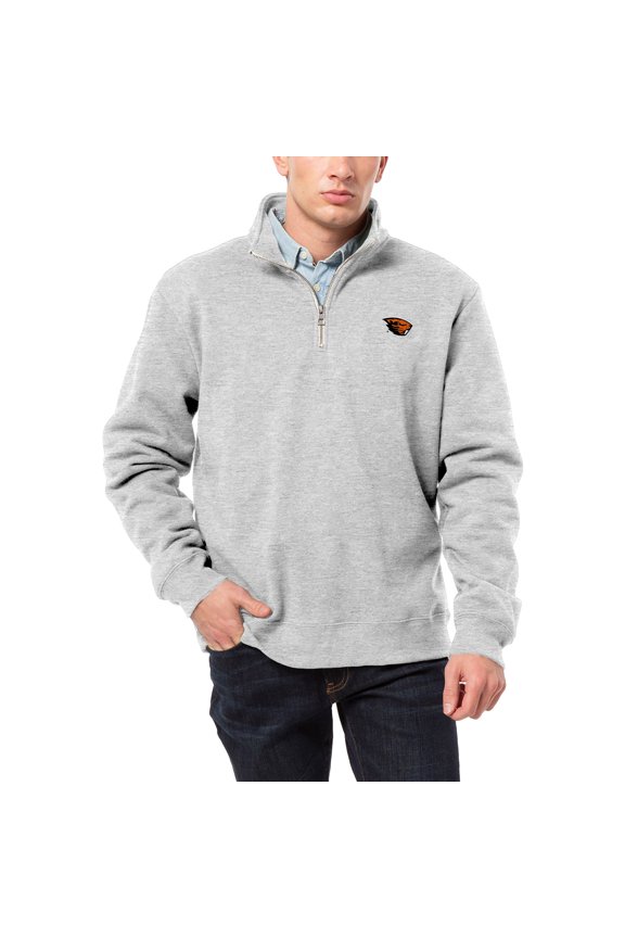 Men's League Collegiate Wear Heather Gray Oregon State Beavers Essentials 2.0 Fleece Quarter-Zip Jacket