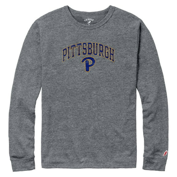 Men's League Collegiate Wear Heather Gray Pitt Panthers Victory Falls Tri-Blend Long Sleeve T-Shirt