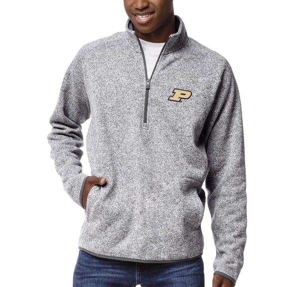 Men's League Collegiate Wear Heather Gray Purdue Boilermakers Saranac Raglan Quarter-Zip Jacket