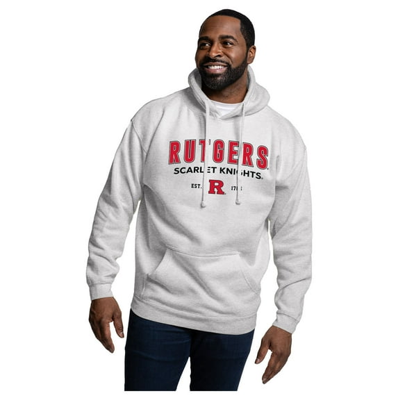 Men's-League Collegiate Wear Heather Gray Rutgers Scarlet Knights Essentials 2.0 Fleece Pullover Hoodie