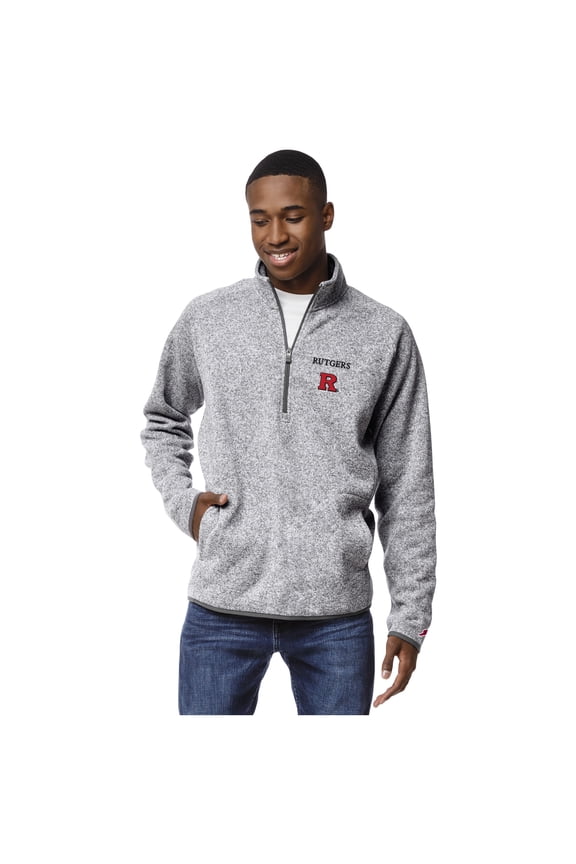 Men's League Collegiate Wear Heather Gray Rutgers Scarlet Knights Saranac Raglan Quarter-Zip Jacket