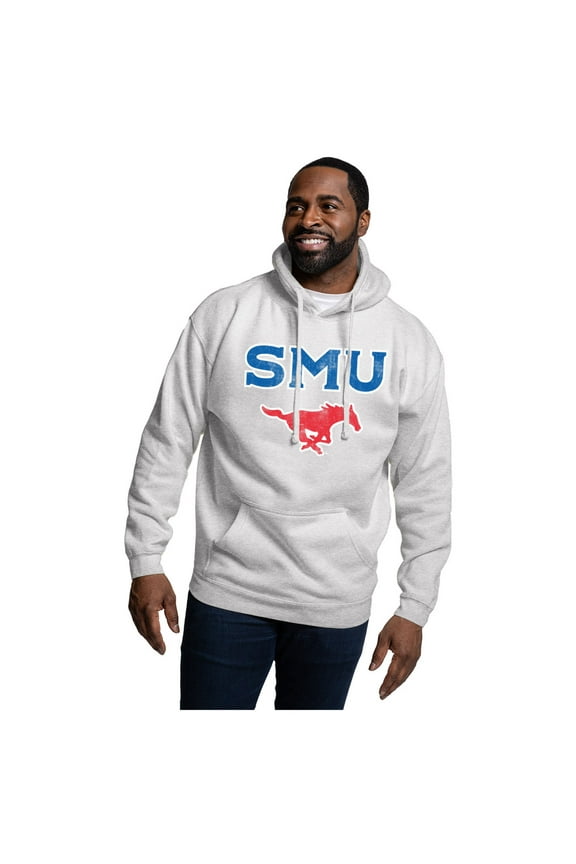 Men's League Collegiate Wear Heather Gray SMU Mustangs Essentials 2.0 Fleece Pullover Hoodie