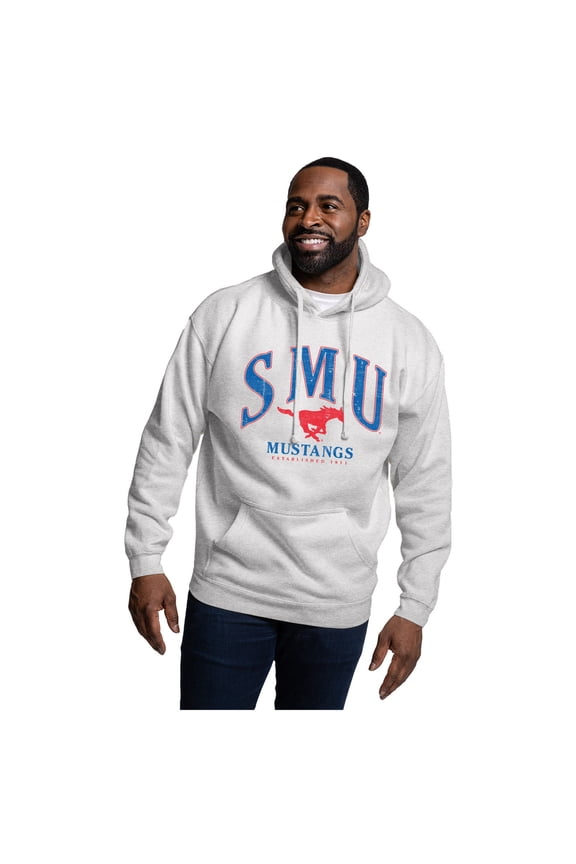 Men's League Collegiate Wear Heather Gray SMU Mustangs Essentials 2.0 Fleece Pullover Hoodie