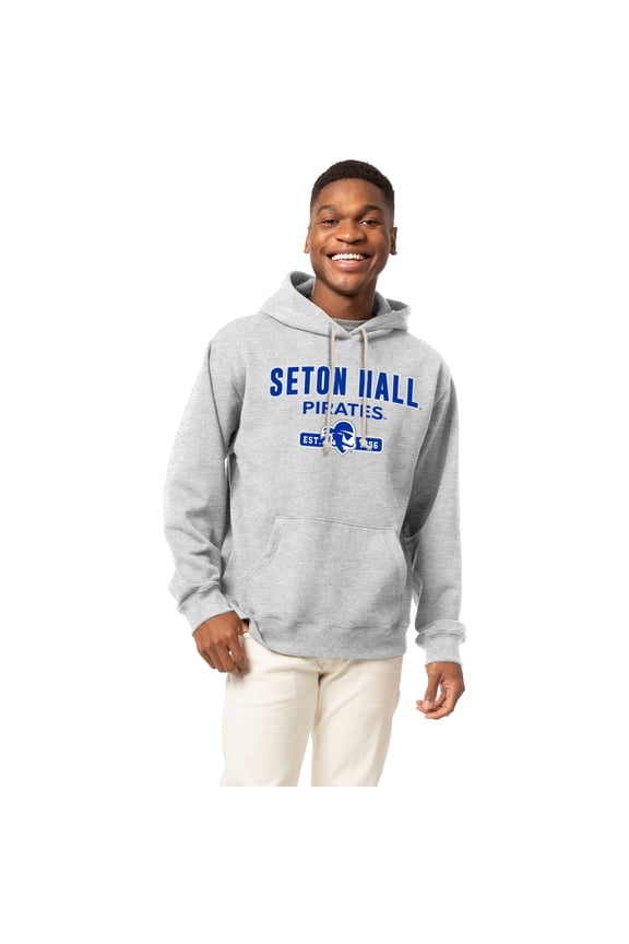Men's-League Collegiate Wear Heather Gray Seton Hall Pirates Essentials 2.0 Fleece Pullover Hoodie