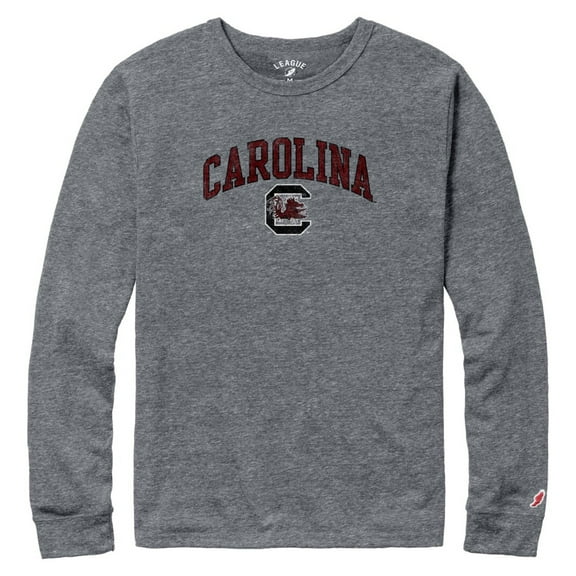 Men's League Collegiate Wear  Heather Gray South Carolina Gamecocks  Victory Falls Tri-Blend Long Sleeve T-Shirt