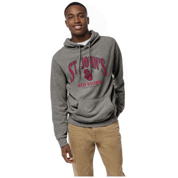Men's League Collegiate Wear Heather Gray St. John's Red Storm Heritage Tri-Blend Pullover Hoodie