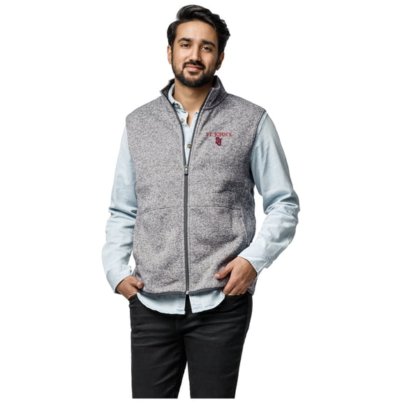 Men's League Collegiate Wear Heather Gray St. John's Red Storm Saranac Full-Zip Vest