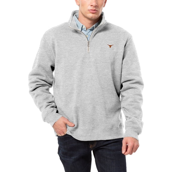 Men's League Collegiate Wear Heather Gray Texas Longhorns Essentials 2.0 Fleece Quarter-Zip Jacket