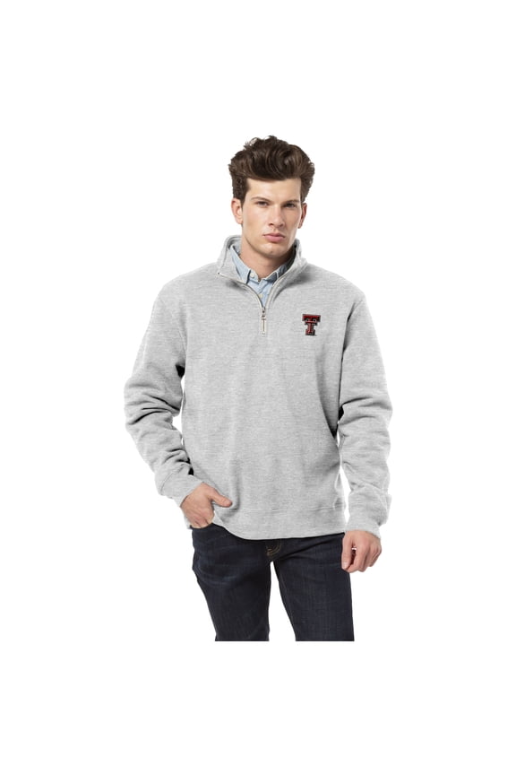 Men's League Collegiate Wear Heather Gray Texas Tech Red Raiders Essentials Fleece 2.0 Quarter-Zip Jacket