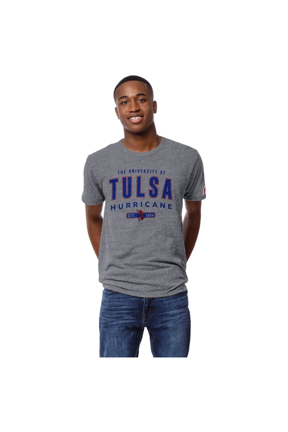 Men's League Collegiate Wear Heather Gray Tulsa Golden Hurricane Victory Falls Tri-Blend T-Shirt