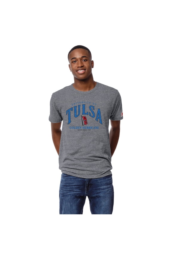 Men's League Collegiate Wear Heather Gray Tulsa Golden Hurricane Victory Falls Tri-Blend T-Shirt