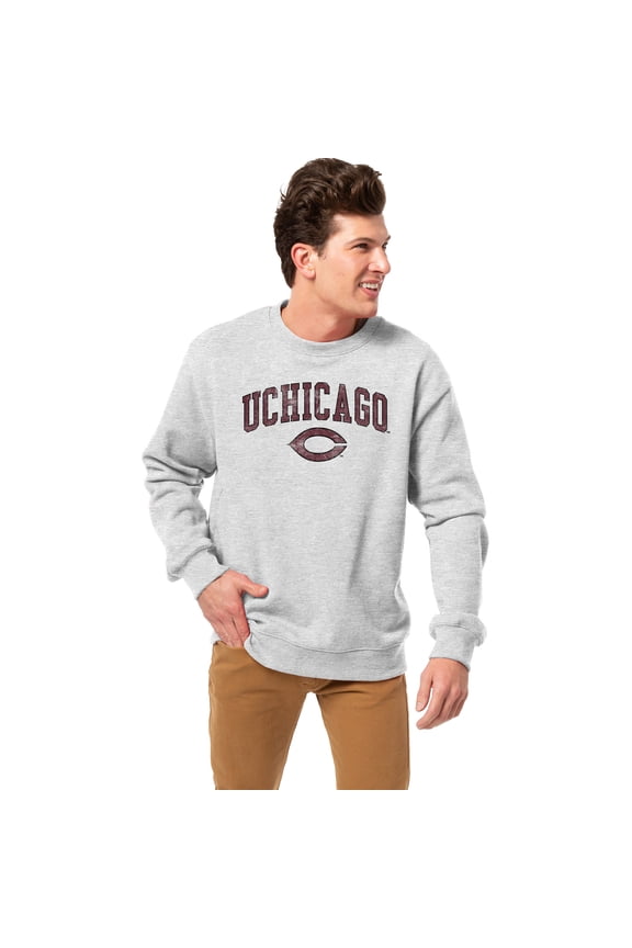 Men's League Collegiate Wear Heather Gray UChicago Maroons Essentials 2.0 Fleece Pullover Sweatshirt