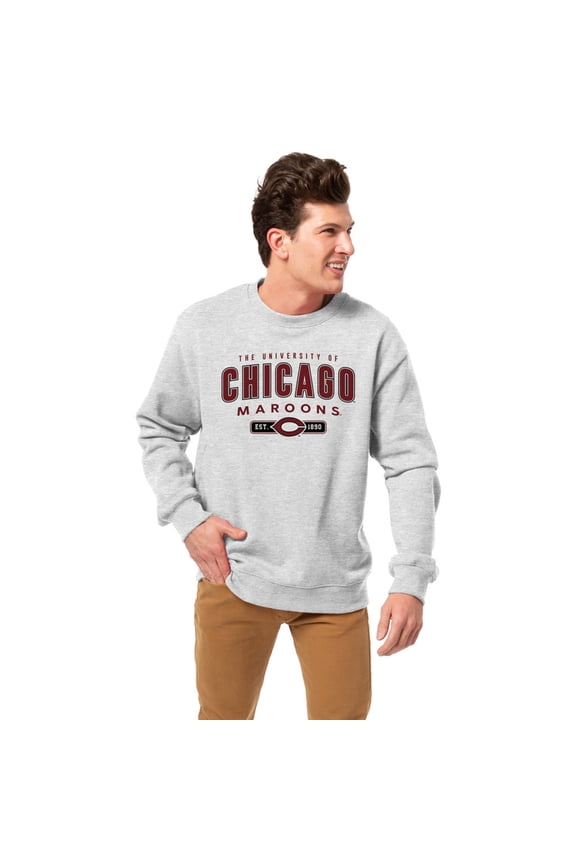 Men's League Collegiate Wear Heather Gray UChicago Maroons Essentials 2.0 Fleece Pullover Sweatshirt