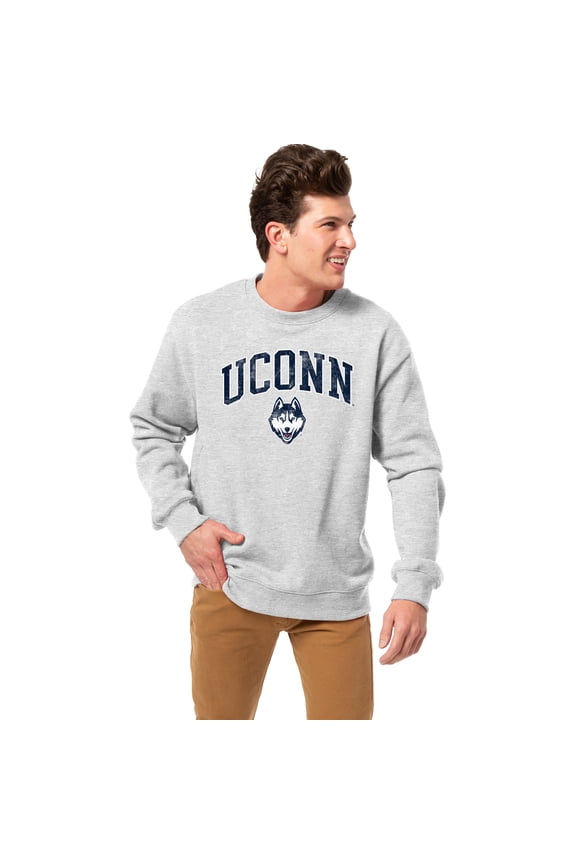 Men's League Collegiate Wear Heather Gray UConn Huskies Essentials 2.0 Fleece Pullover Sweatshirt