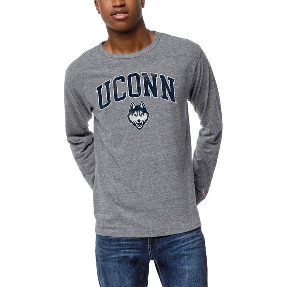 Men's League Collegiate Wear Heather Gray UConn Huskies Victory Falls Tri-Blend Long Sleeve T-Shirt