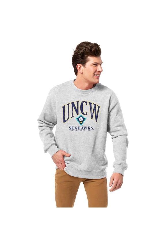 Men's League Collegiate Wear Heather Gray UNC Wilmington Seahawks Essentials 2.0 Fleece Pullover Sweatshirt