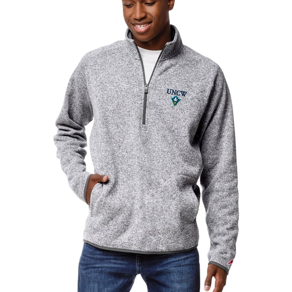 Men's League Collegiate Wear Heather Gray UNC Wilmington Seahawks Saranac Quarter-Zip Pullover
