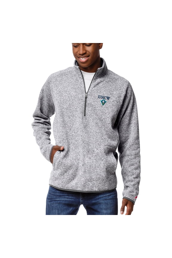 Men's League Collegiate Wear Heather Gray UNC Wilmington Seahawks Saranac Quarter-Zip Pullover
