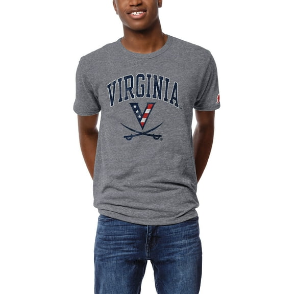 Men's League Collegiate Wear Heather Gray Virginia Cavaliers Red, White & Hoo Victory Falls Tri-Blend T-Shirt
