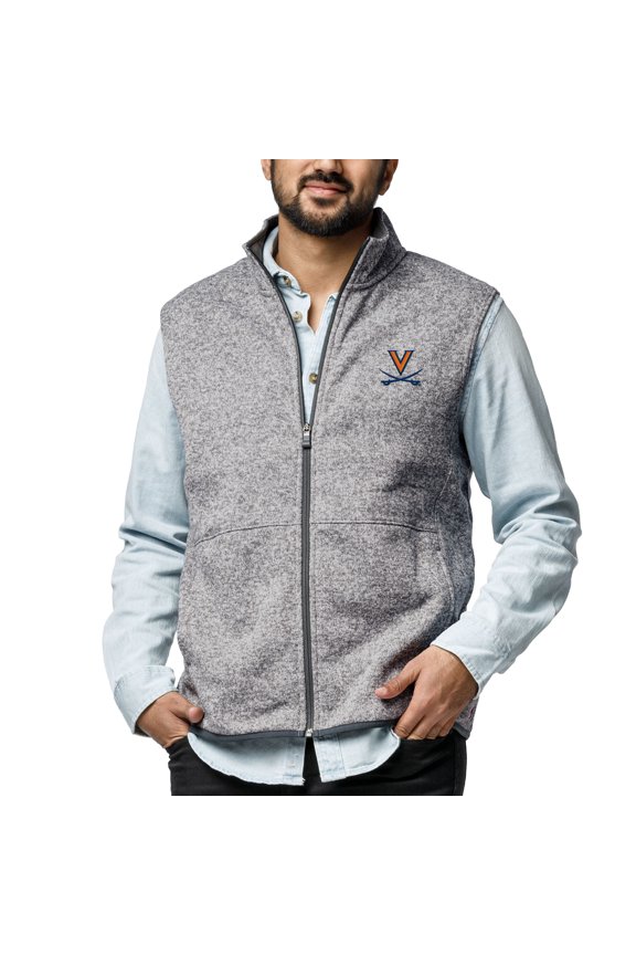Men's League Collegiate Wear Heather Gray Virginia Cavaliers Saranac Full-Zip Vest