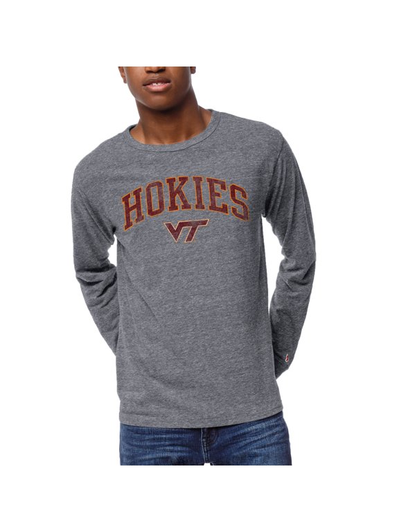 Men's League Collegiate Wear Heather Gray Virginia Tech Hokies 1965 Victory Falls Long Sleeve Tri-Blend T-Shirt