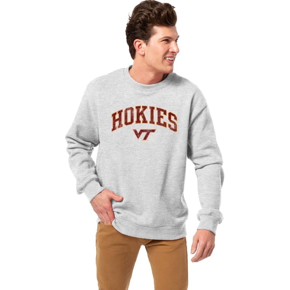 Men's League Collegiate Wear Heather Gray Virginia Tech Hokies Essentials 2.0 Fleece Pullover Sweatshirt