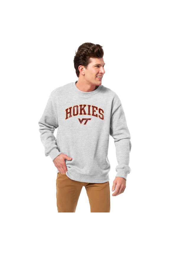 Men's League Collegiate Wear Heather Gray Virginia Tech Hokies Essentials 2.0 Fleece Pullover Sweatshirt