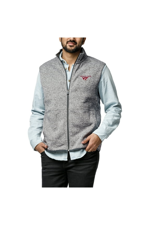 Men's League Collegiate Wear Heather Gray Virginia Tech Hokies Saranac Collection Fleece Full-Zip Vest