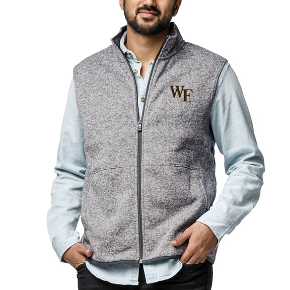 Men's League Collegiate Wear Heather Gray Wake Forest Demon Deacons Saranac Full-Zip Vest