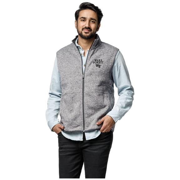 Men's League Collegiate Wear  Heather Gray Wake Forest Demon Deacons Saranac Full-Zip Vest