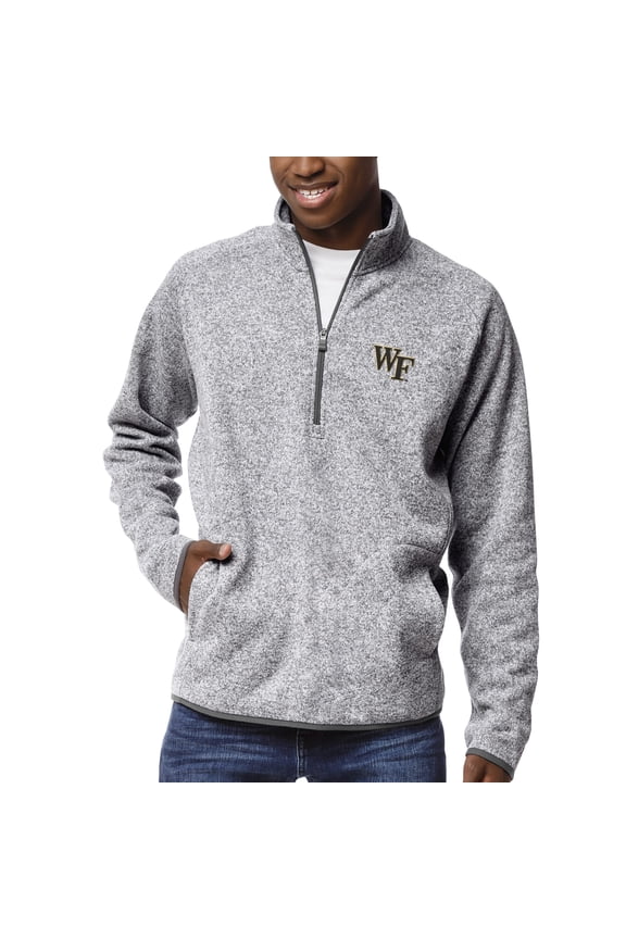 Men's League Collegiate Wear Heather Gray Wake Forest Demon Deacons Saranac Raglan Quarter-Zip Jacket